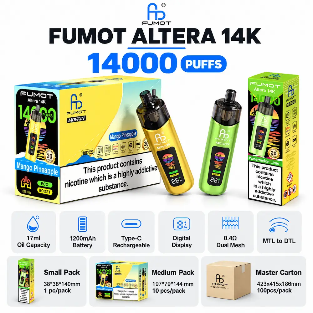 FUMOT Altera 14K disposable vape product and packaging