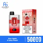 FUMOT ECO 2in1 50K vape device and box for the Sour Apple & Juicy Peach flavor pair