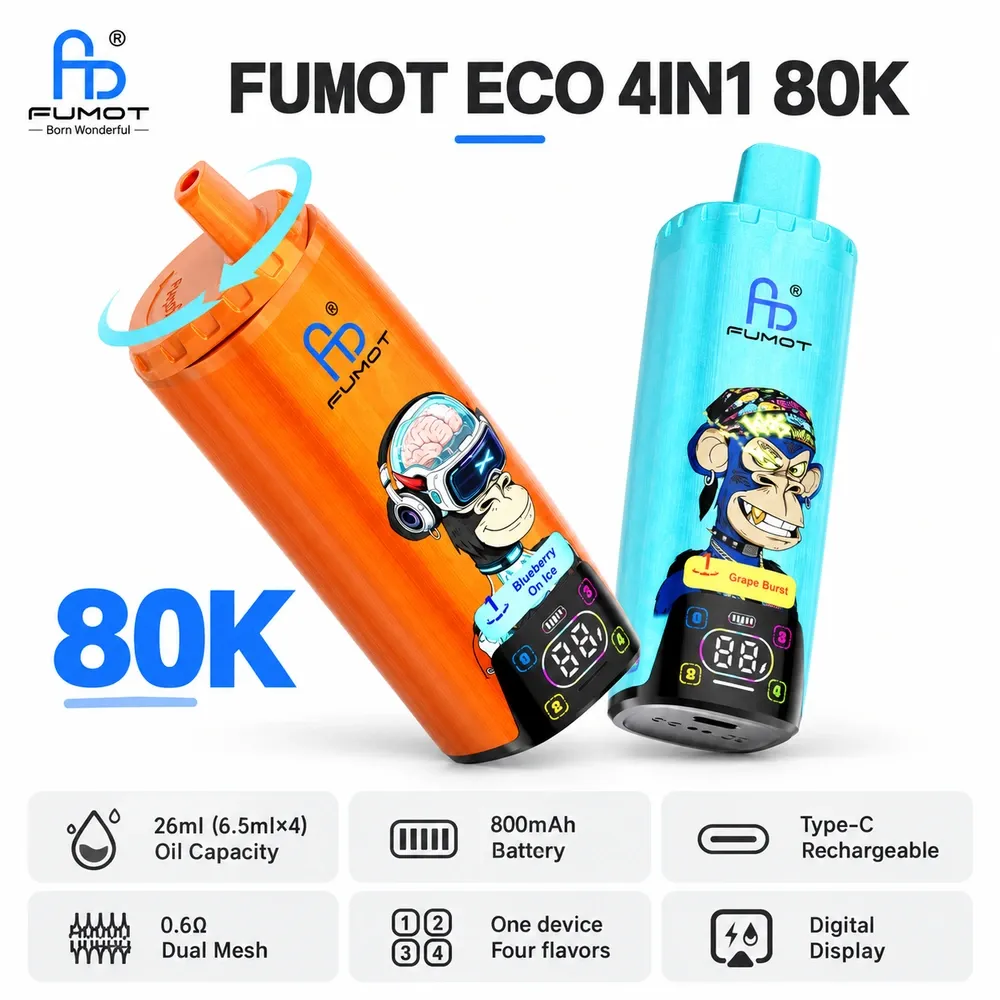 FUMOT ECO 4in1 80K four-flavor disposable vape in orange and blue