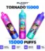 Three Fumot Tornado 15000 disposable vapes with adjustable airflow, Type-C charging, 850mAh battery and RGB light