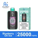 FUMOT Tornado 25000 Blueberry On Ice disposable vape and packaging