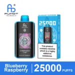 FUMOT Tornado 25000 Blueberry Raspberry disposable vape and packaging