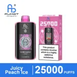 FUMOT Tornado 25000 Juicy Peach Ice disposable vape and packaging