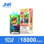 JNR Falcon-X 18K Apple Pear disposable vape with matching box and 18000 puffs label
