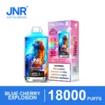 JNR Falcon-X 18K Blue Cherry Explosion vape with blue eagle design and retail box