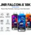 Three JNR Falcon-X 18K vapes with 18000 puffs, dual mesh, digital display and battery features