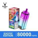STAGBAR 4-in-1 80K Exotic Edition vape and box with four fruit and drink-inspired flavors