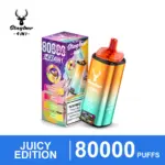 STAGBAR 4-in-1 80K Juicy Edition vape and packaging with peach, mango, pineapple and citrus flavors