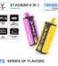 STAGBAR 6-in-1 180K disposable vape with LED display, six mesh coils and Type-C charging