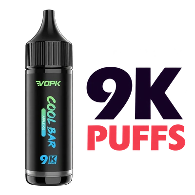 Black VOPK Cool Bar Apple Ice vape beside 9K PUFFS text