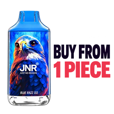 Blue JNR Falcon vape with falcon artwork beside BUY FROM 1 PIECE text